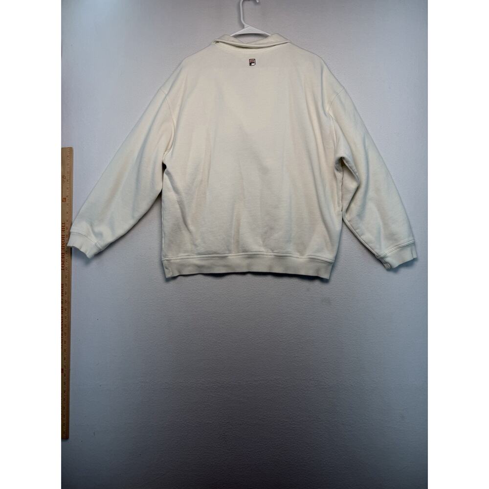 Vintage FILA Men Sweatshirt XL White 1/4 Zip Mock Neck Pullover Logo 90s Active - Picture 10 of 16